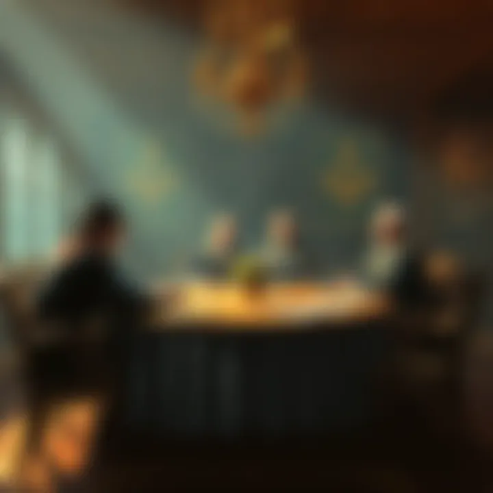 Freemasons Meeting A group of freemasons gathered around a table discussing their values and traditions.