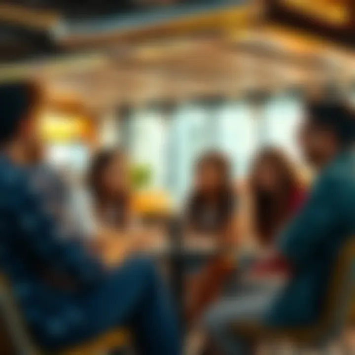 A group of freshers discussing tips for landing high-paying jobs in a casual setting