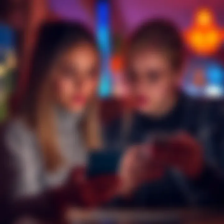 Friends canceling plans Two friends looking disappointed while checking their phones, indicating canceled plans