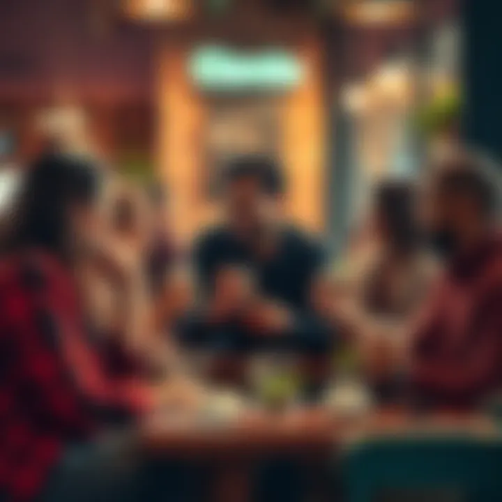 A group of diverse friends sitting together at a cafe, enjoying their drinks and sharing stories