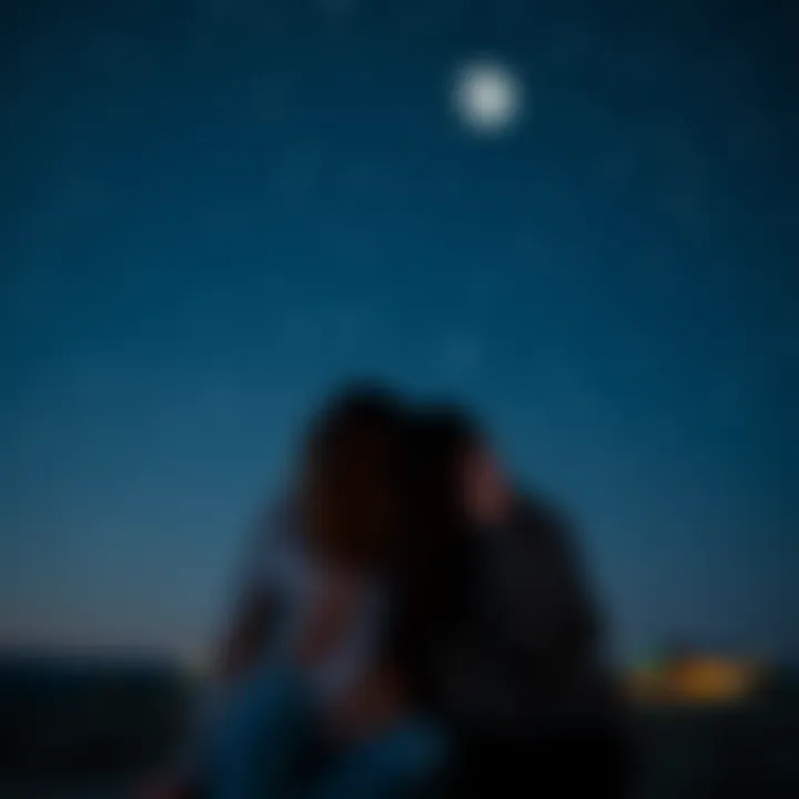 Two friends connecting under the stars Two friends sitting together, sharing a deep conversation at night under a starry sky, highlighting their strong bond and connection, symbolizing Libra moon friendships.