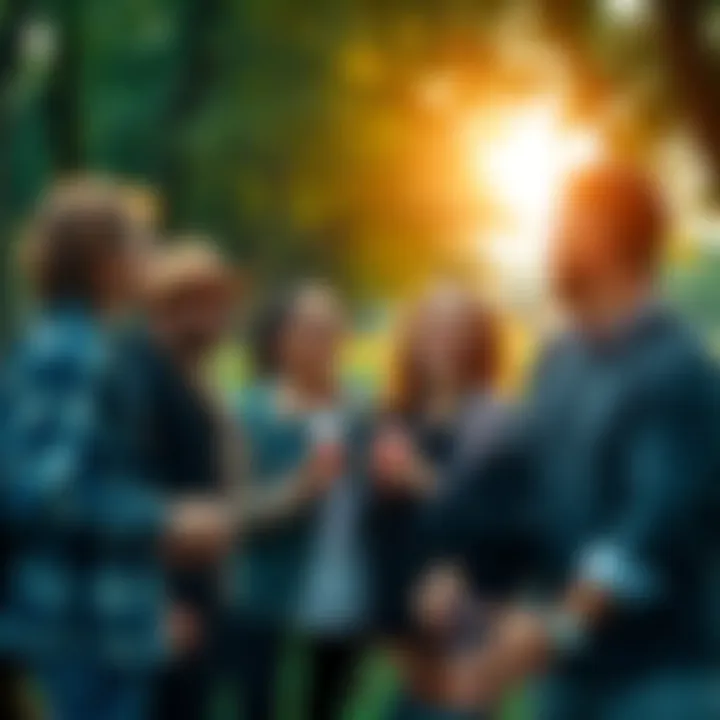 A group of friends engaging and laughing together in a park, showcasing the bonds of friendship and interconnectedness in social dynamics.