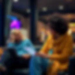 Two friends sitting together, one sharing thoughts on Mother Lilith with the other, both looking thoughtful and engaged.