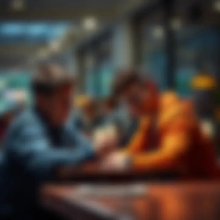 Two friends sitting at a table, looking concerned while discussing beliefs that cause tension in their relationship.