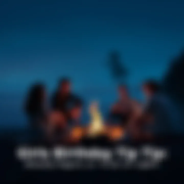 A group of friends sitting around a fire by the lake, with a faint outline of a child appearing in the background, raising questions about a possible ghost sighting.