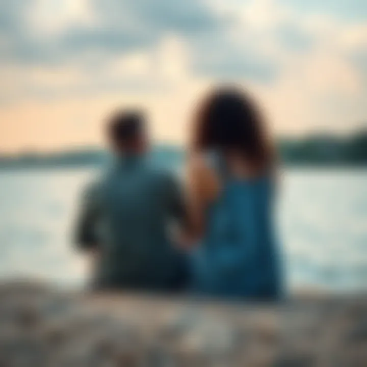 Two people sitting by a river, chatting and enjoying each other's company