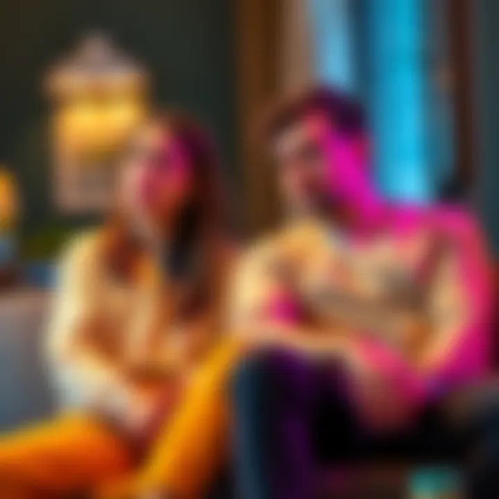 Two friends having a conversation Two friends sitting together, one appears concerned while the other listens attentively, reflecting on their friendship dynamics