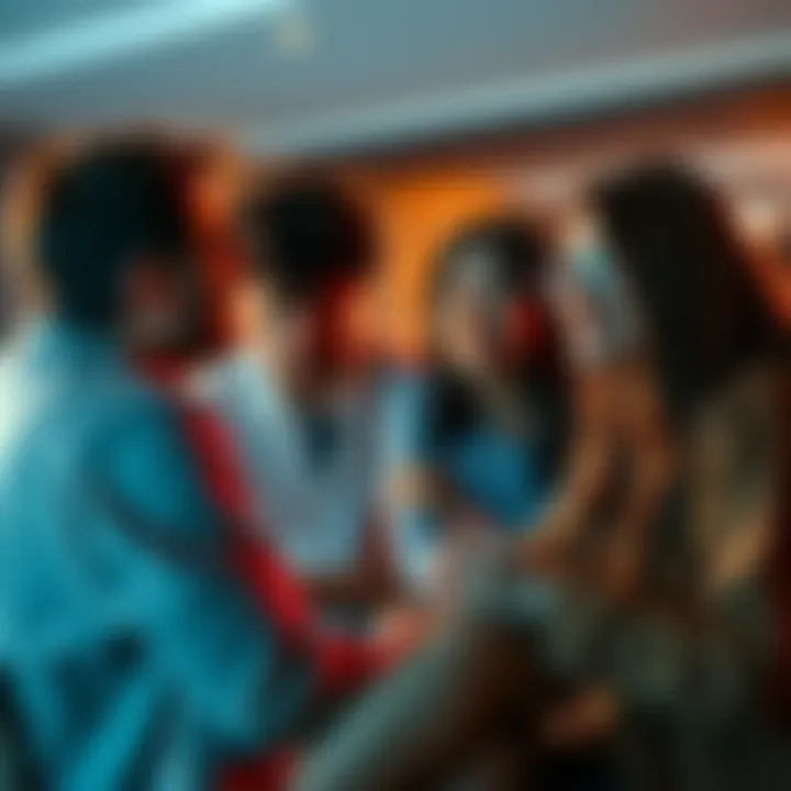 Friends Discussing Feelings A group of friends sharing thoughts and comments about one person's distance and feelings.