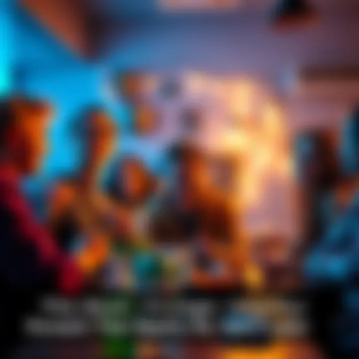 A group of friends at a game night with one person looking embarrassed after an ill-timed guess