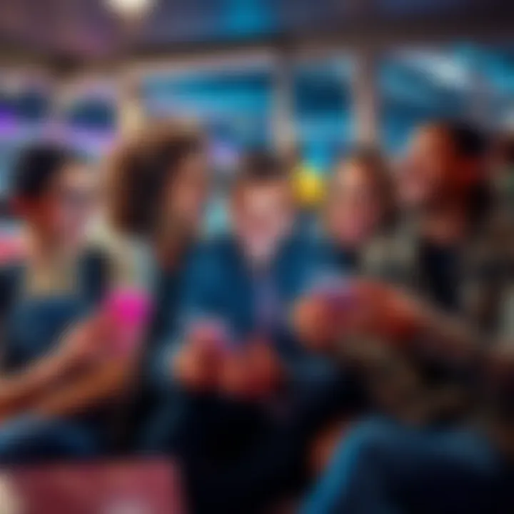 A diverse group of friends sharing and laughing at memes on their phones, showcasing humor in everyday life.