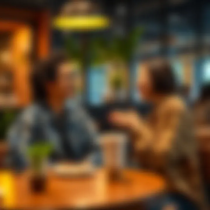 Two friends sitting at a café, sharing a laugh and enjoying their time together, symbolizing the friendship aspect before dating.