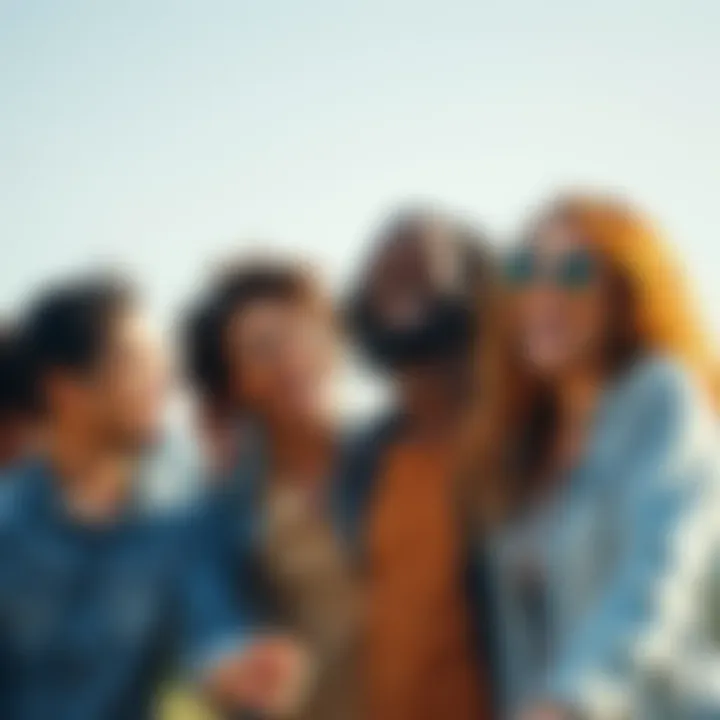 A group of diverse friends laughing and enjoying spontaneous activities outdoors on a sunny day.