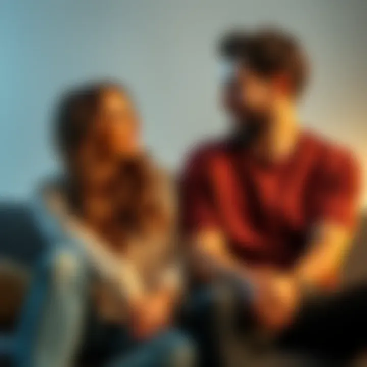 A Sagittarius friend and another person sitting together, talking and smiling, showing signs of repairing their friendship.