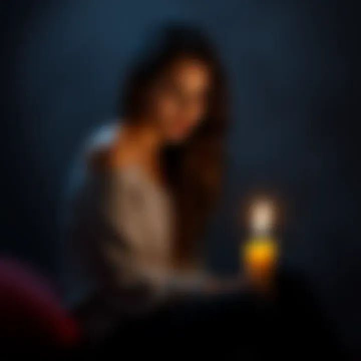Friend's Reflection A young woman sitting alone, looking pensive with a candle lit beside her, symbolizing loss and reflection after a friend's untimely death.
