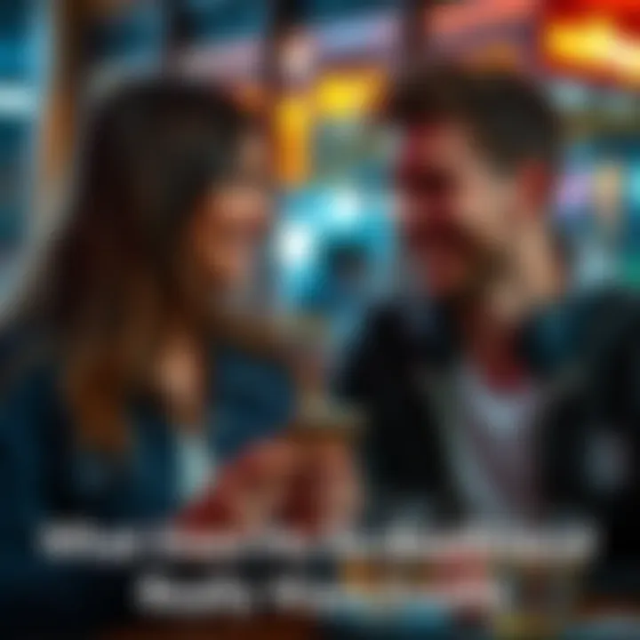A woman and her ex-boyfriend having a casual conversation about music and movies with smiles, suggesting a comfortable atmosphere.