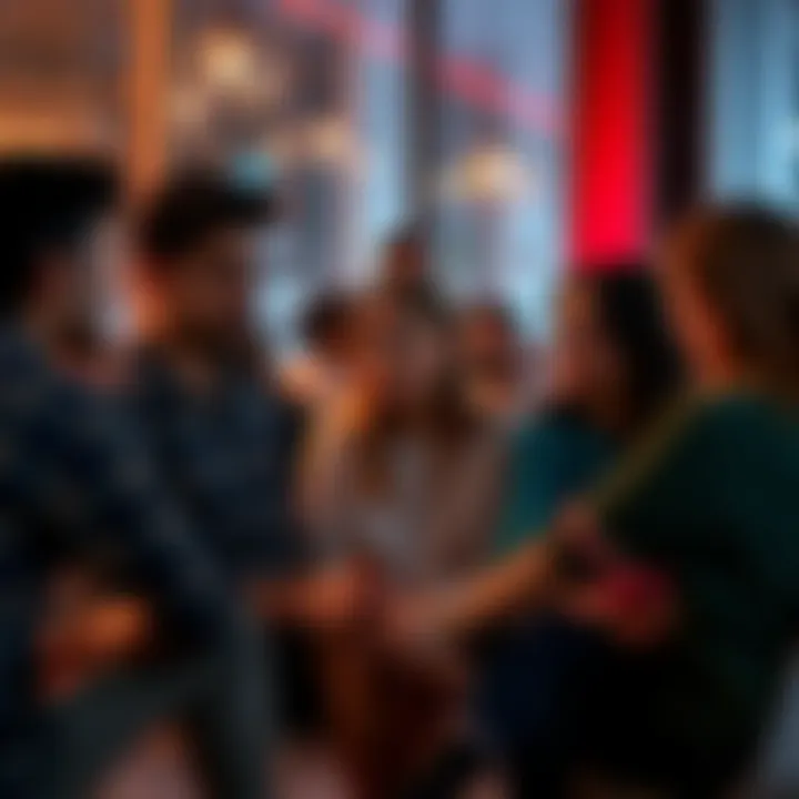 People discussing friendship A group of friends sitting together, engaged in a deep conversation about friendship issues, with one person looking concerned