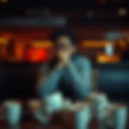 A person sitting alone with a thoughtful expression, surrounded by empty coffee cups, reflecting on a friendship breakup.