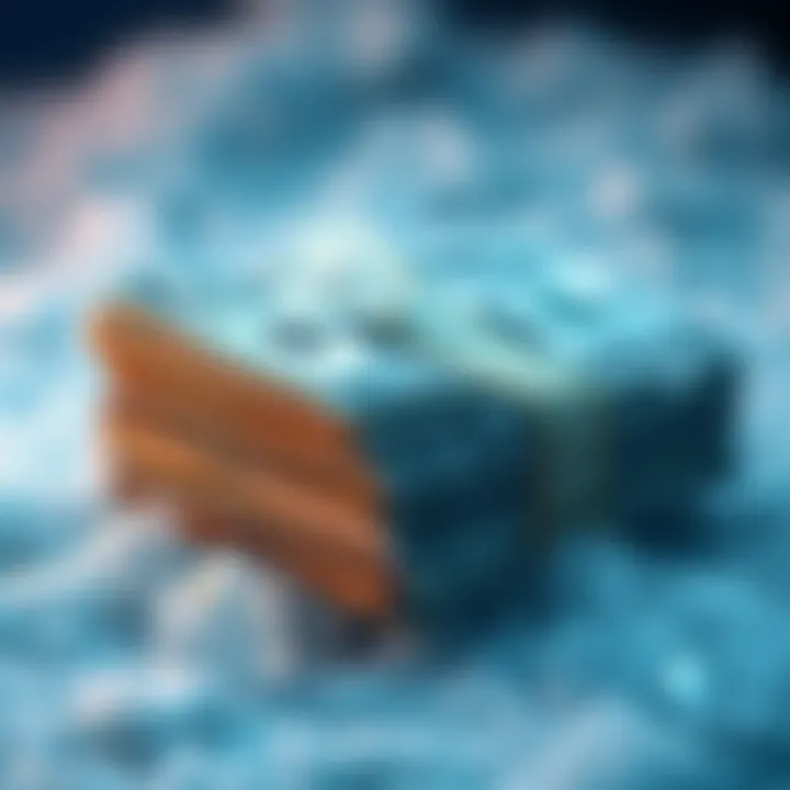 Bills with a Frosty Effect A stack of bills with frost and ice around them, symbolizing the concept of freezing expenses