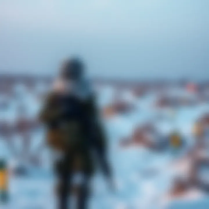 A soldier stands guard on a snowy, barren landscape symbolizing the frozen conflict in Ukraine, with no signs of peace or negotiations in sight.