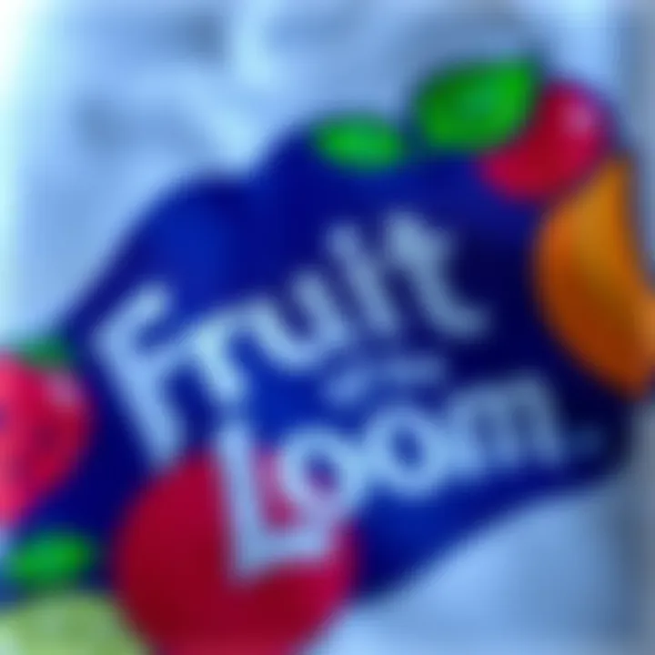 A close-up of the Fruit of the Loom logo featuring colorful fruit elements, with no cornucopia, illustrating the logo's design controversy.