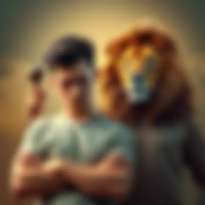 A Gemini looking exasperated while a Leo stands confidently with a serious expression, symbolizing the clash between their personalities.