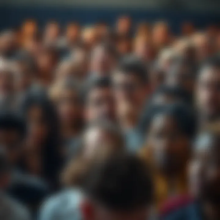 A diverse group of people looking disappointed while discussing a popular figure's lack of results, with signs of frustration visible on their faces.