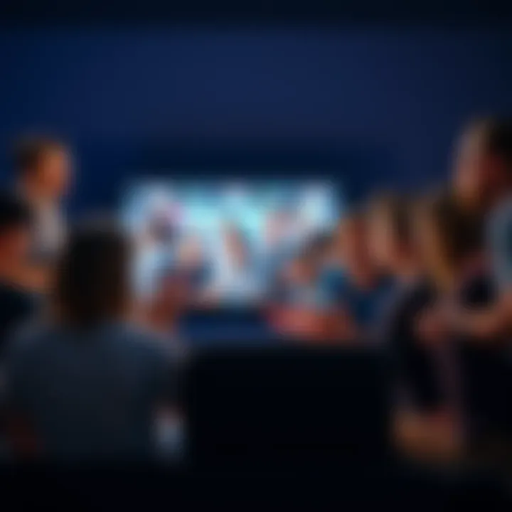 A group of fans gathered around a TV, expressing their disappointment over a recent show episode, with some showing signs of frustration.