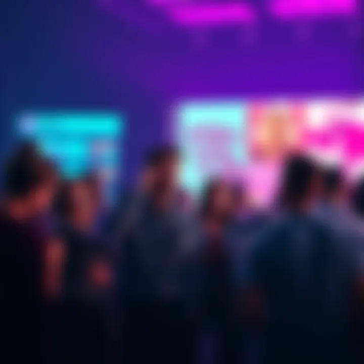Group of people looking at their devices, confused about missing Spotify playlists, with social media and forums open on screens.