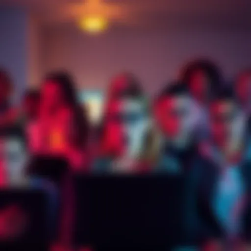A group of diverse individuals expressing frustration about online discussions being dominated by mainstream influences, showing various emotions like annoyance and confusion.