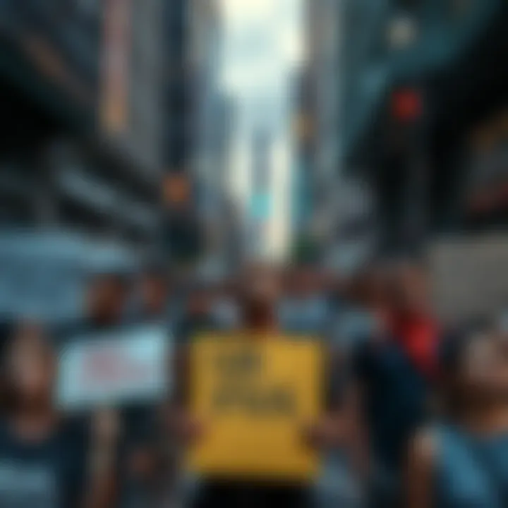 A diverse group of people showing frustration on the streets, with signs expressing feelings of unfairness and inequality.