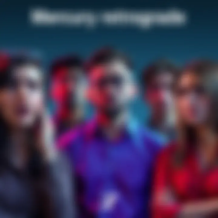 A group of people looking stressed and confused, symbolizing miscommunication during Mercury retrograde