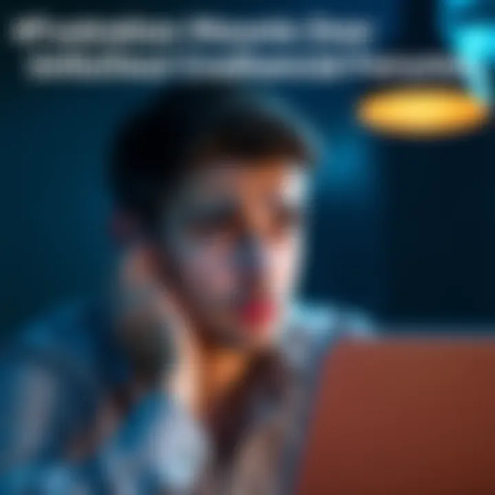 A person looking upset while browsing online forums about crush advice, expressing a desire for financial success instead