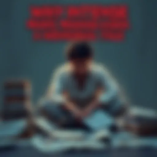 Frustrated person reflecting on Mars Mahadasha A person sitting alone, looking lost in thought, with papers and books scattered around, symbolizing struggles during Mars Mahadasha.