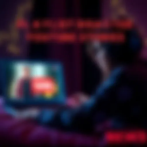 A person looks annoyed at a laptop screen showing unexpected YouTube stories instead of music videos
