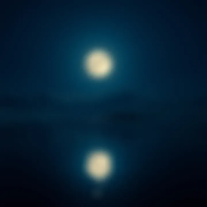 Full Moon Over Calm Water A bright full moon reflecting on still water at night, surrounded by dark clouds.