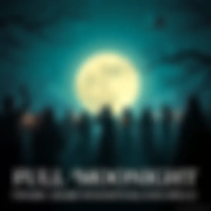 People sharing rituals and spells under a glowing full moon