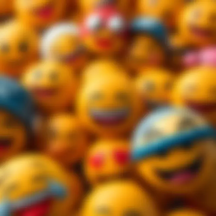 A collage of popular emojis including the laughing emoji 😂, showcasing their use in social media conversations in 2026.