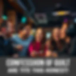 A group of friends laughing together while sharing funny confessions at a casual gathering.