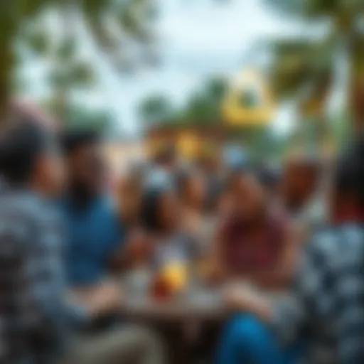 A diverse group of people sharing ideas about marriage and relationships in 2025 at an outdoor gathering.