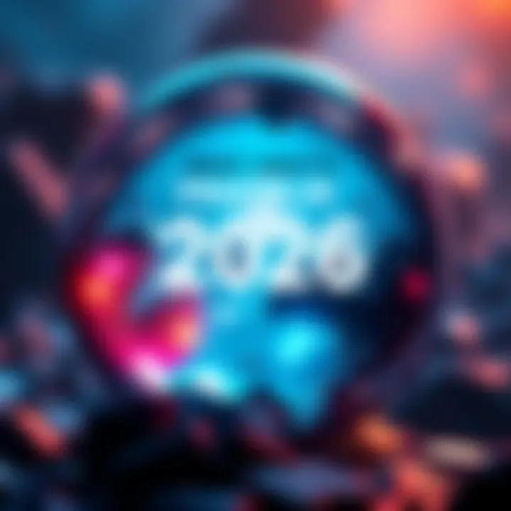 A crystal ball reflecting images of possible trends and events for 2026.