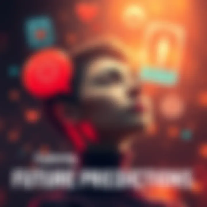 A person looks ahead with a thoughtful expression, surrounded by symbols representing career, love, and health.