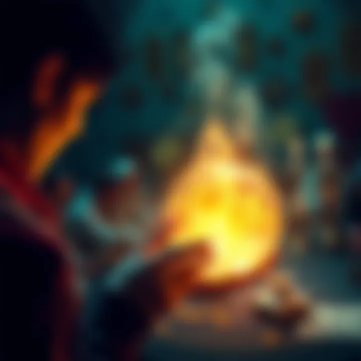 A fortune teller with a crystal ball, inviting people to ask questions about their future.