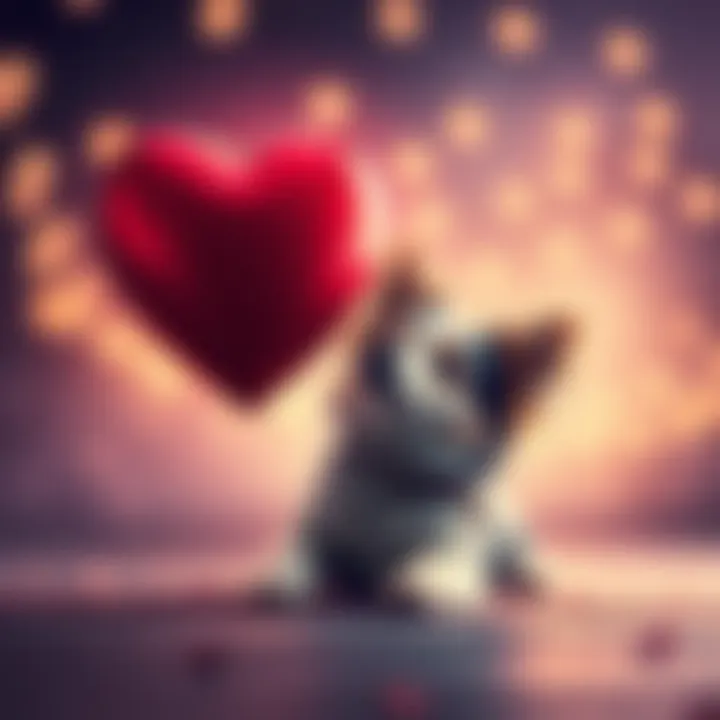 A heart and a playful dog symbolizing love and companionship, representing hope for future relationships.
