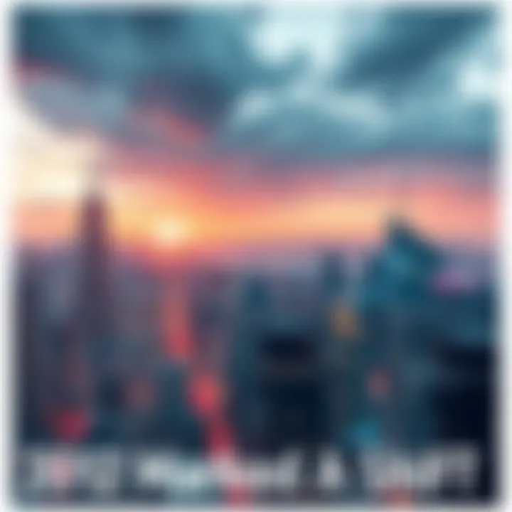 A modern city skyline with digital elements representing technology and simulation.