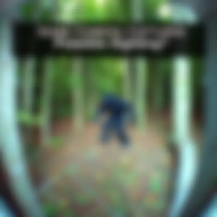 A blurry figure resembling Bigfoot captured by a game camera in the woods.