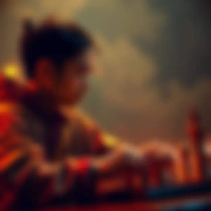 A person playing chess with a serene expression, representing the blend of gaming and spiritual practice.