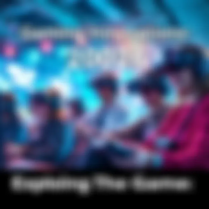 A vibrant scene of gamers enjoying multiplayer sessions with advanced VR and AR technologies, showcasing the latest gaming devices and lively interactions.