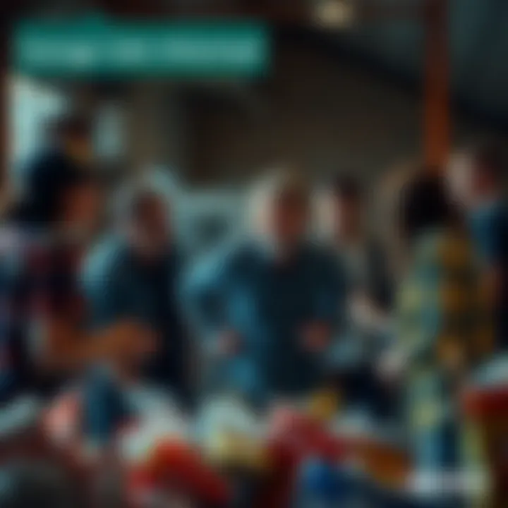 A tense moment during a garage sale as a man tries to kidnap a boy, with family members confronting him in a struggle.