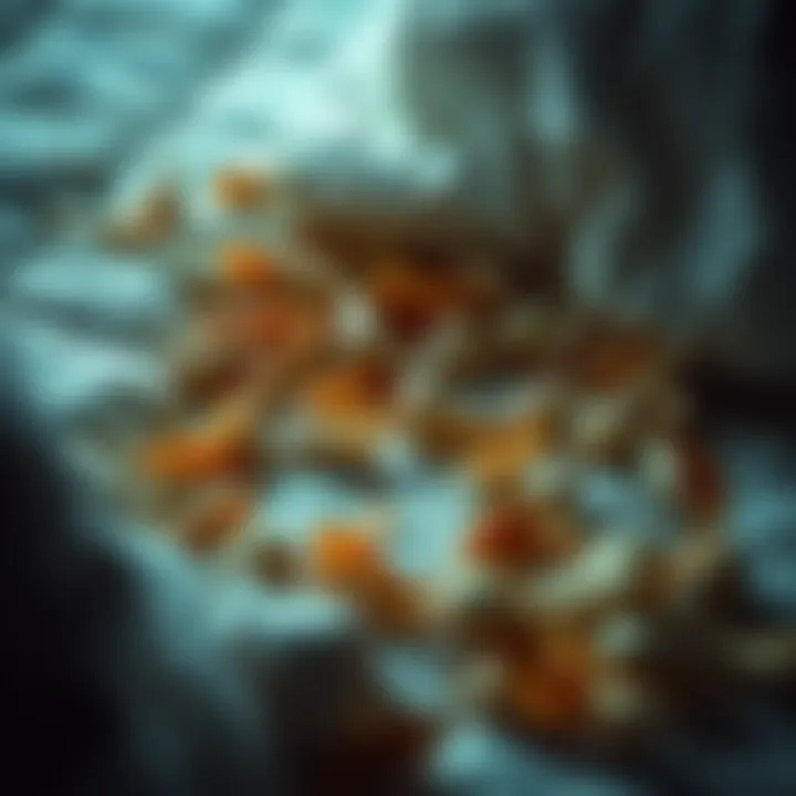 Dried garlic peels discovered under a mattress in a bedroom, highlighting a family memory.