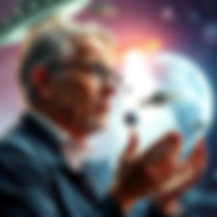 Dr. Garry Nolan speaks about the possibility of intelligent species living among humans, with visuals of UFOs and extraterrestrial themes in the background.